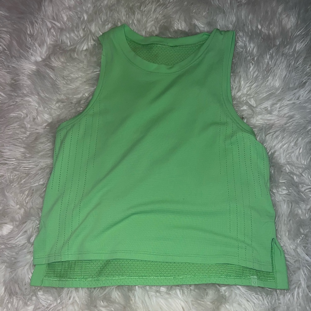 Neon Green “Train To Be” Lululemon tank top